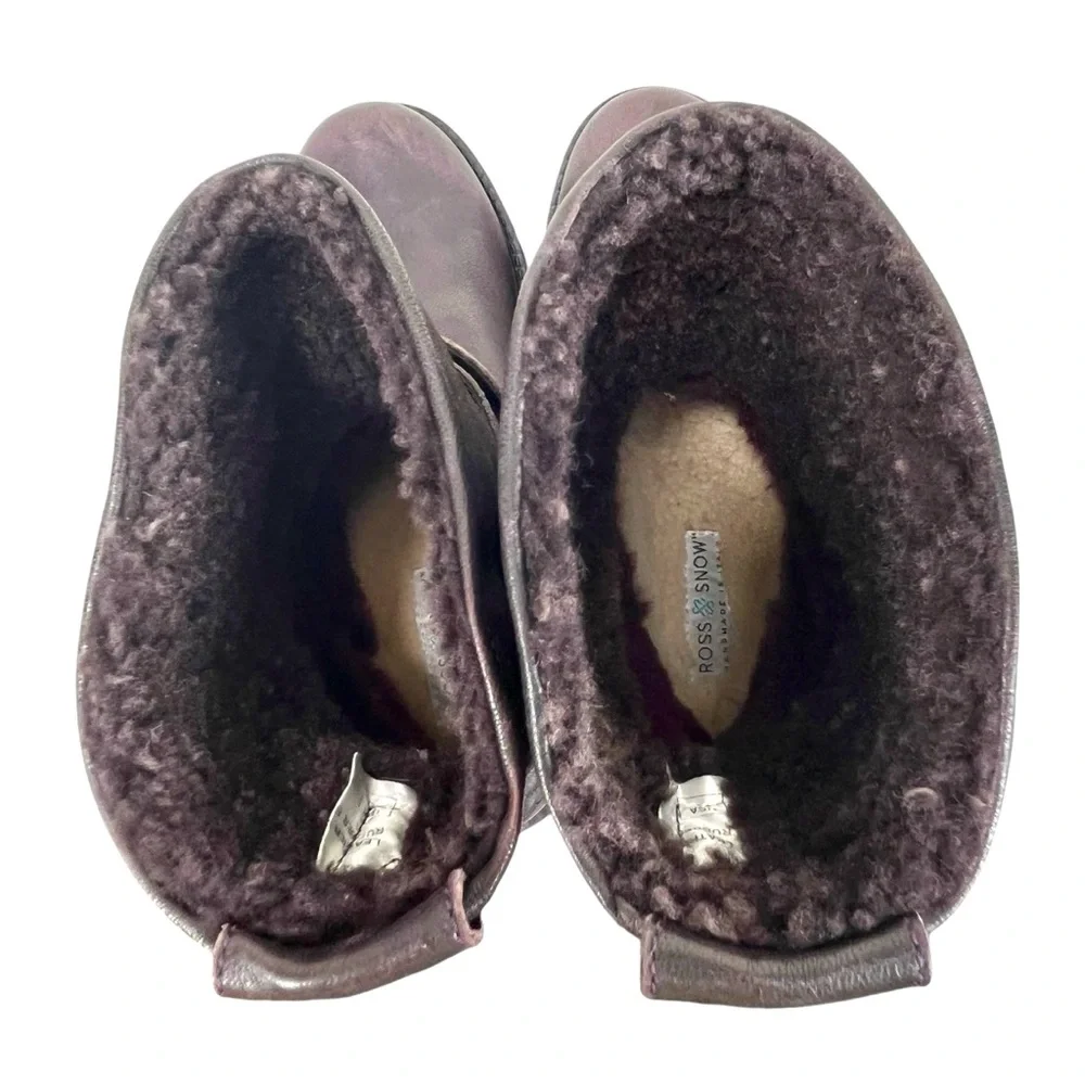 Ross & Snow Women US 5 Emilina Shearling Boots Frosted Winter Plum Made in Italy